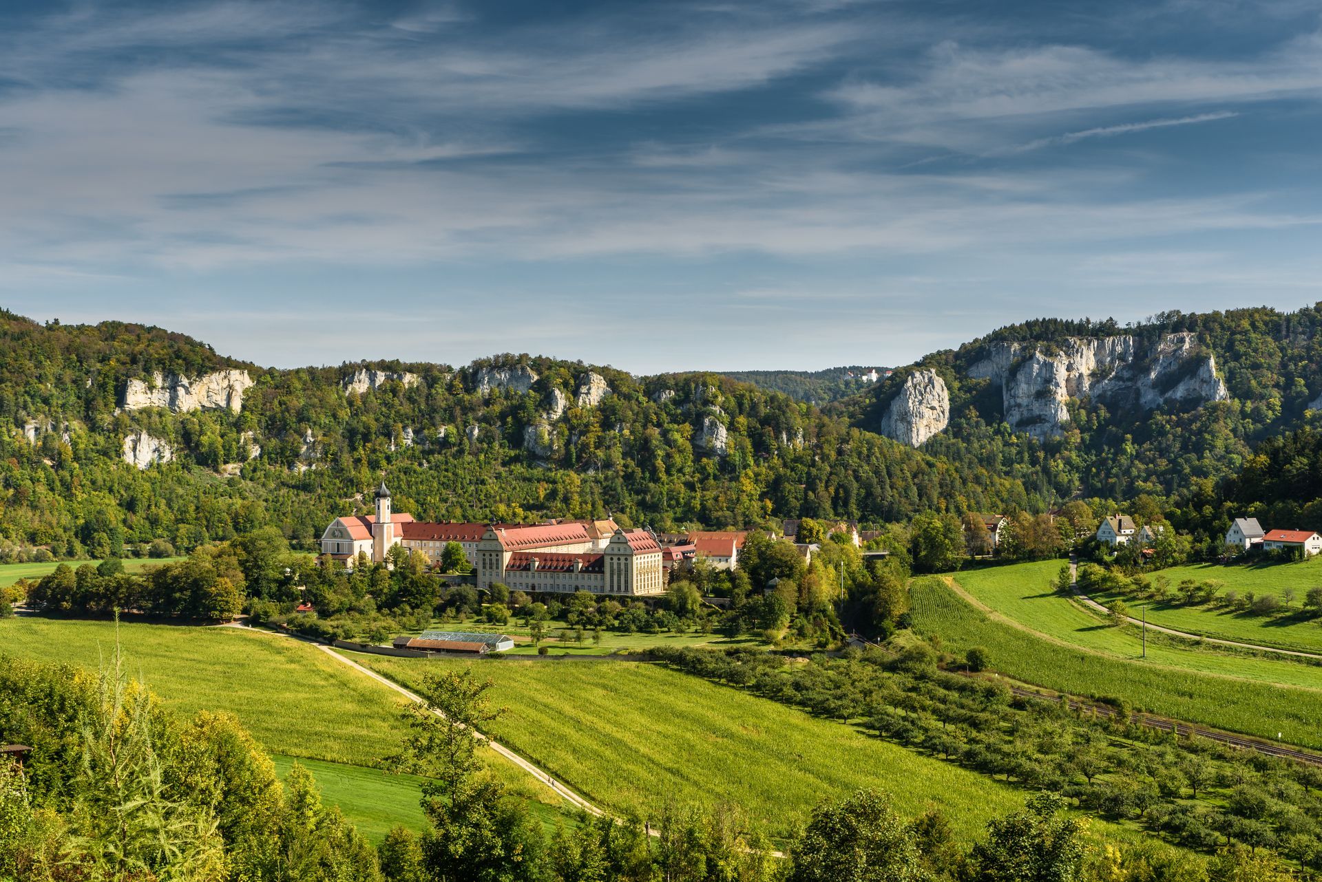 Benediktiner Erzabtei St. Martin, Kloster Beuron, Naturpark Obere Donau, Benediktiner Erzabtei, Schwäbische Alb, Landkreis Sigmaringen, Baden-Württemberg, Deutschland 