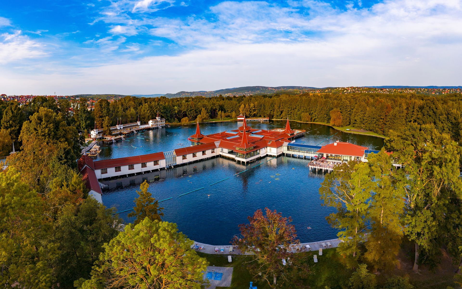 Lake Heviz natural warm water thermal bath in Hungary. unique natural thermal water lake. There is near by Lake Balaton and Keszthely city.