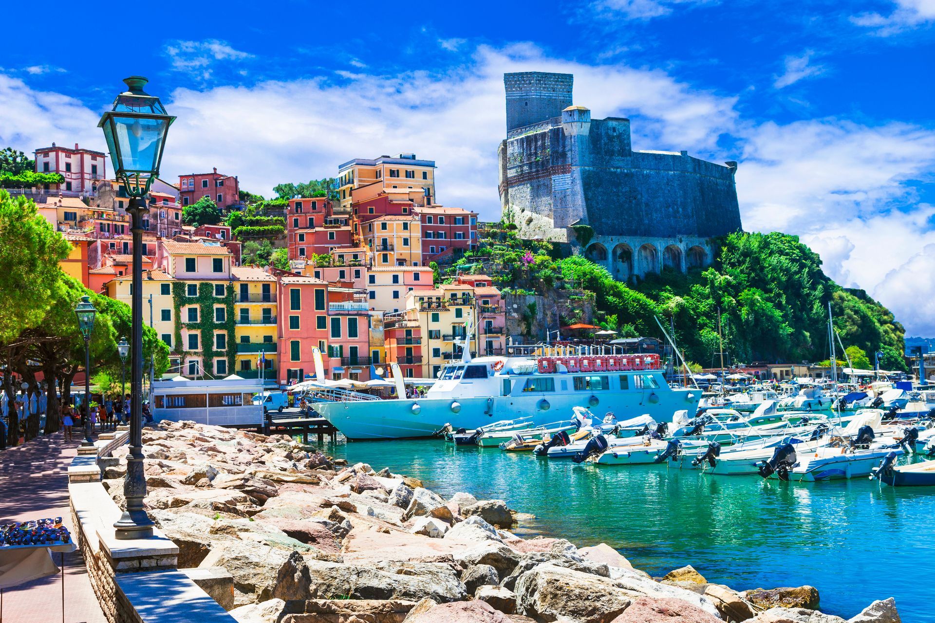 Vivid beautiful town Lerici in Liguria, Italy