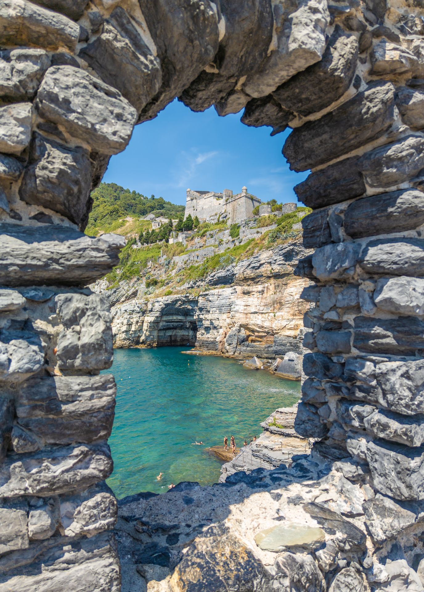 Porto Venere (Italy) - The town on the sea also know as Portovenere, in the Ligurian coast, province of La Spezia, after lockdown Covid-19; with Cinque Terre designated by UNESCO World Heritage Site