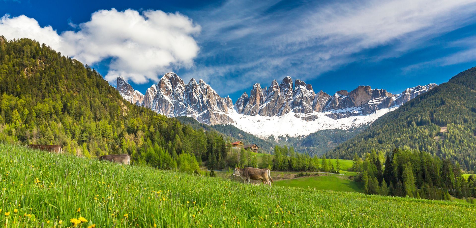 Südtirol, Villnösstal, Geislerspitzen, Blick von St. Magdalena