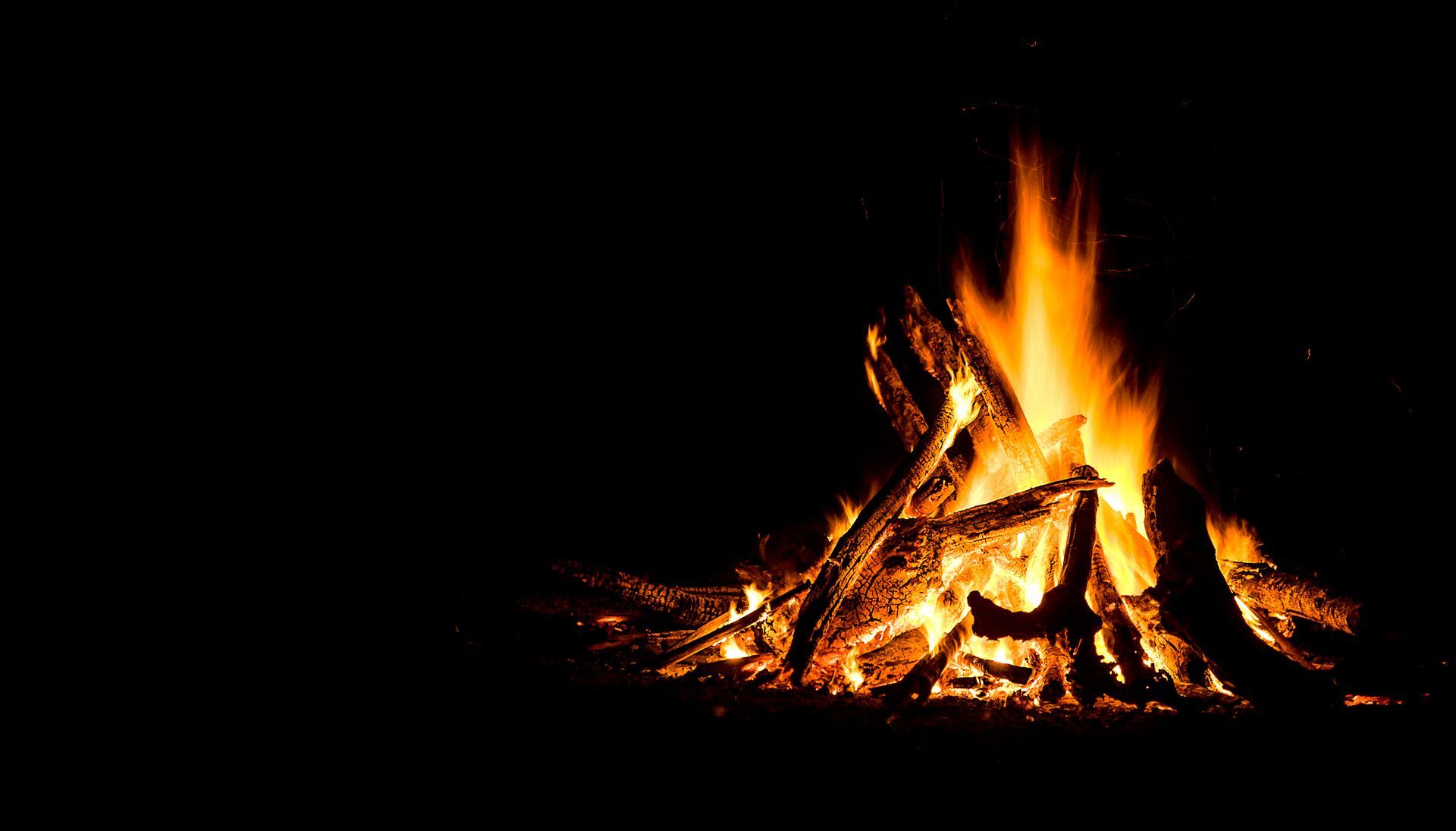 Night campfire with available space at left side.